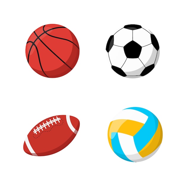 Disegno dell'illustrazione della raccolta della palla calcio football americano pallavolo e pallacanestro