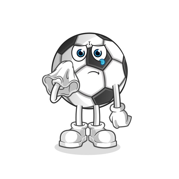 Ball cry with a tissue  character cartoon mascot