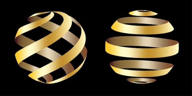 Vettore palla strisce dorate. design del premio modello di lusso. pallone d'oro strisce dorate in bellissimo stile.