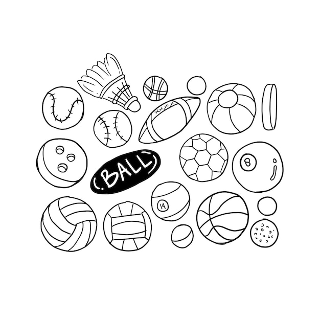 ball handrawn doodle illustrations vector