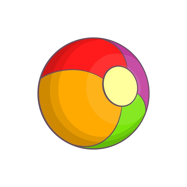 색 배경에 고립 된 만화 스타일의 공 아이콘 어린이용 엔터테인먼트 상징