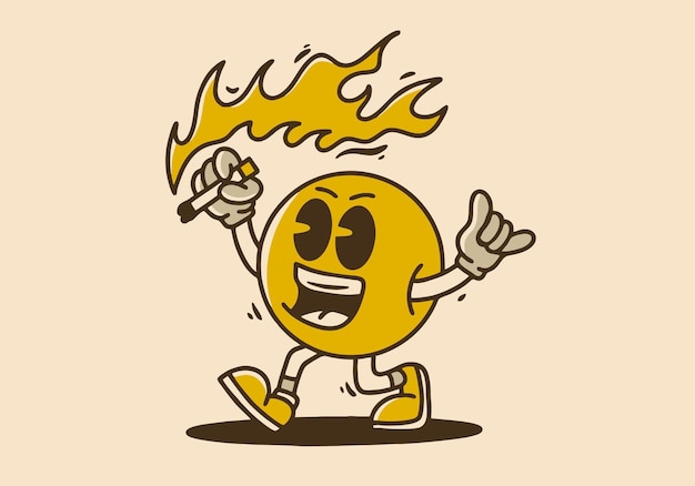 The ball mascot character holding a cigarette