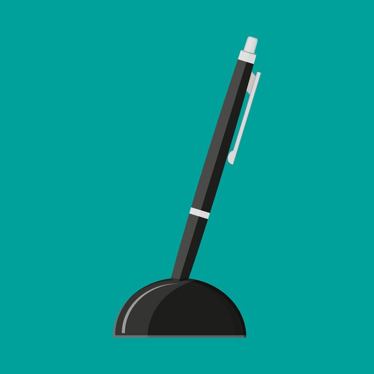 Vector ball point pen on a stand