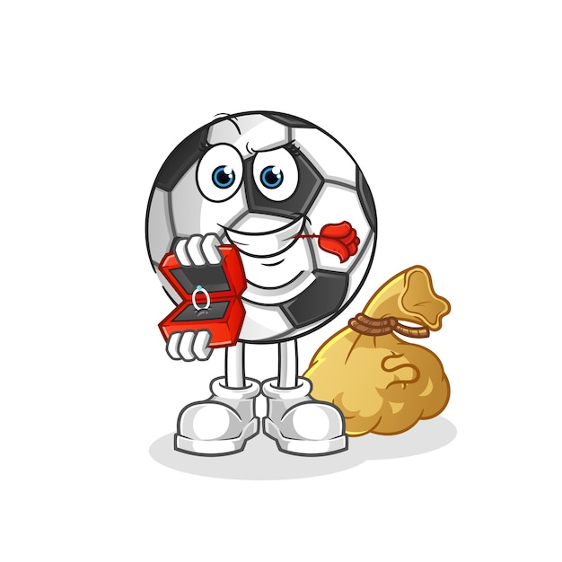 Ball propose and holding ring character cartoon mascot 