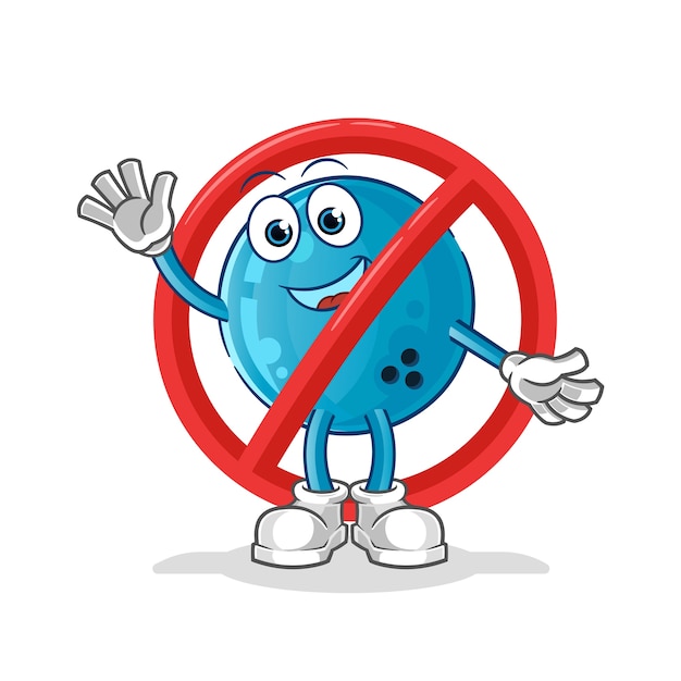 Ball say no to bowling mascot. cartoon