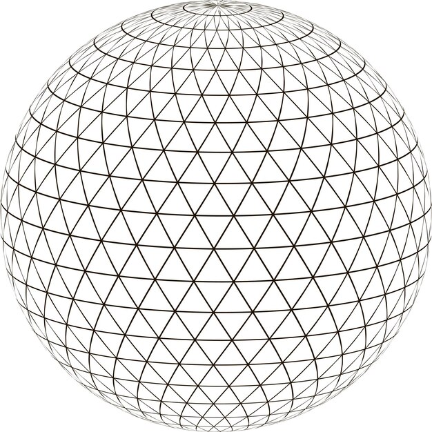 Vector ball sphere grid  triangle on surface layout globe planet earth