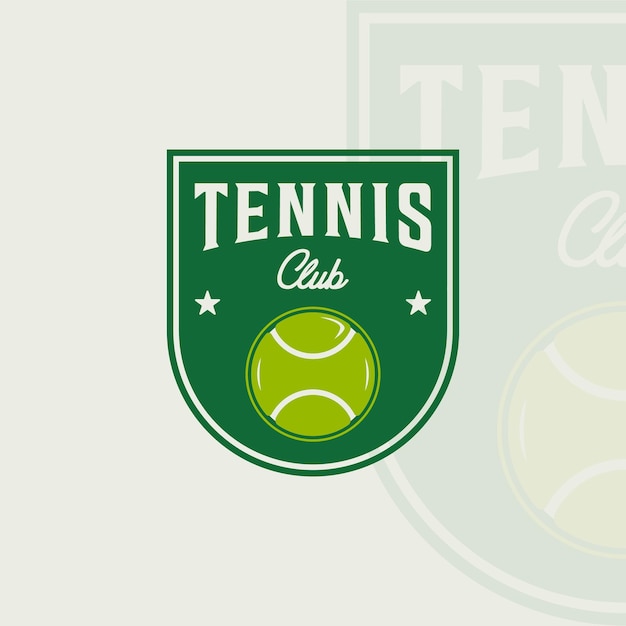 ball of tennis logo emblem vector illustration template icon graphic design sport sign or symbol for club or tournament with badge