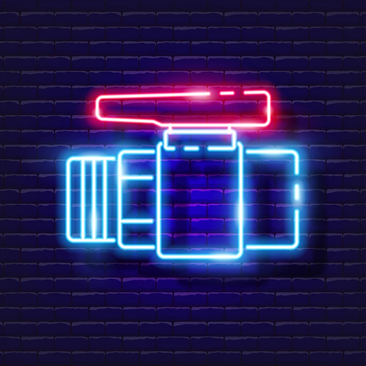 Vector ball valve with female thread neon icon irrigation system watering system hose and accessories glowing sign vector illustration for design website advertising store goods