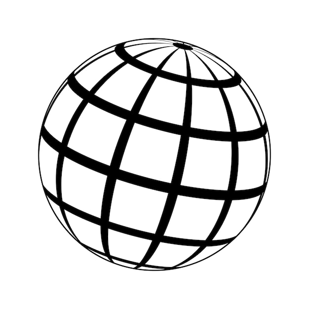 線のあるボールは、子午線と経度の 3D 球体を持つ惑星地球をモデル化します。