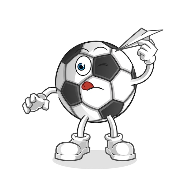 Ball with paper plane character cartoon mascot 