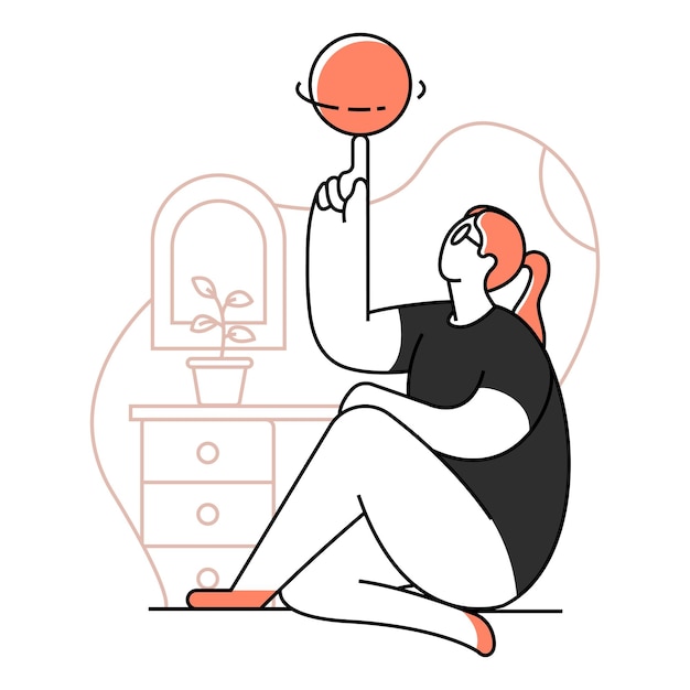 Vector ball woman home idea success though