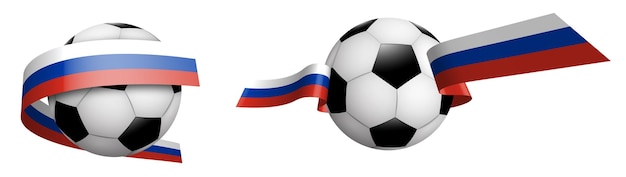 ballen voor voetbal klassiek voetbal in linten met kleuren Russische Federatie vlag Ontwerpelement voor voetbalcompetities Geïsoleerde vector op witte achtergrond