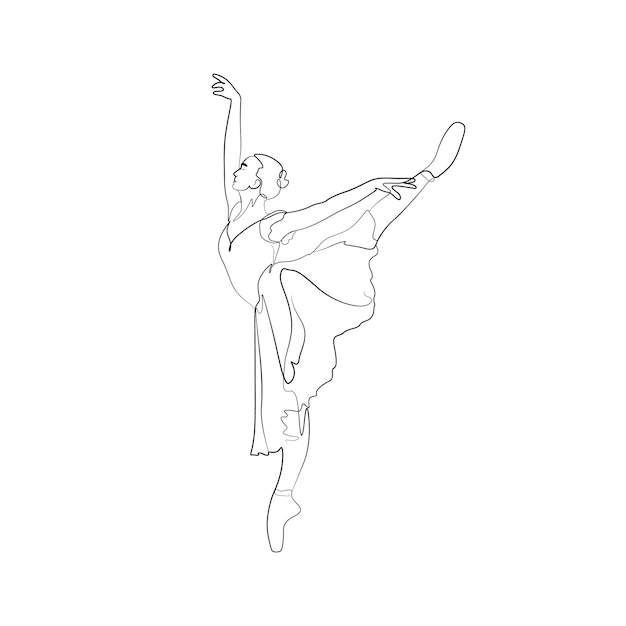 Ballerina ballet dancing women black white vector abstract line drawing illustration