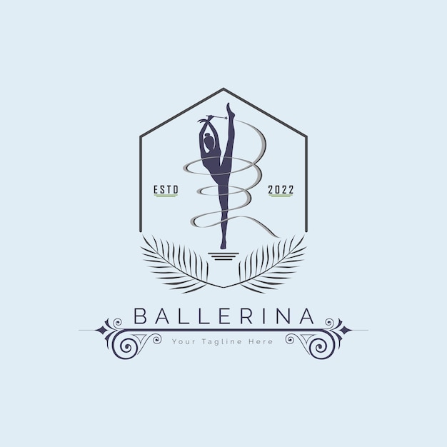 Ballerina dansschool en studio in ballet motion dans stijl logo sjabloon ontwerp vector voor merk