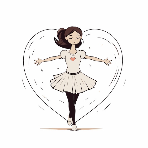 Ballerina dat in de vorm van een hart danst Vector illustratie