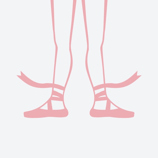 Vector ballerina feet in pointe shoes second ballet position