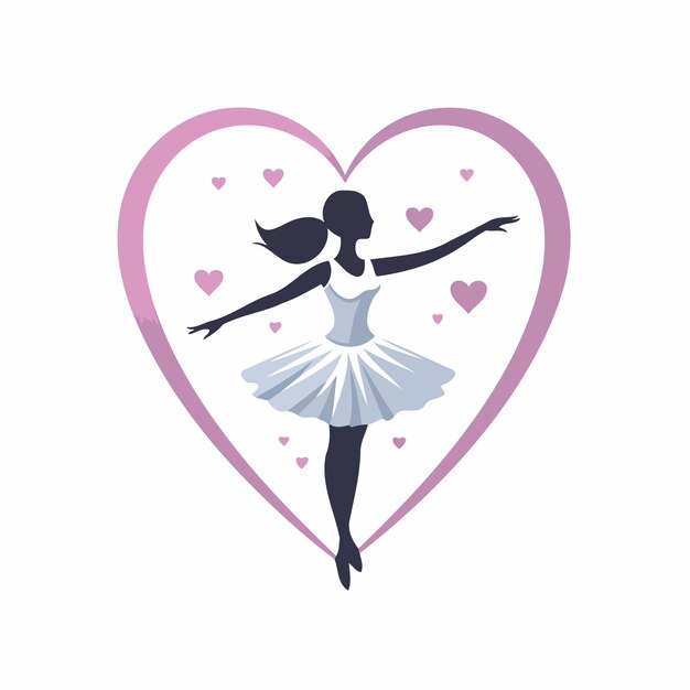 Vector ballerina in een witte tutu en hart vector illustratie