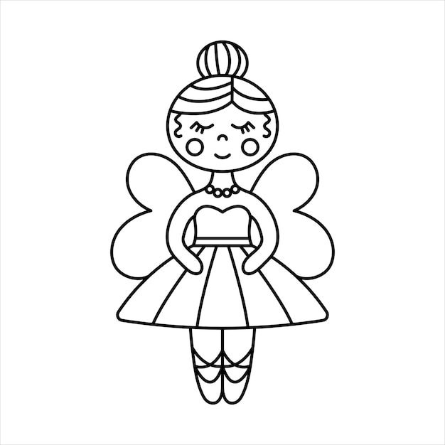 Ballerina outline christmas ballet nutcracker cartoon style