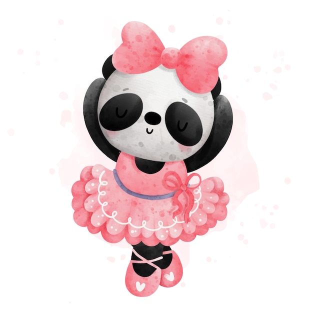 Ballerina panda dancing panda watercolor vector