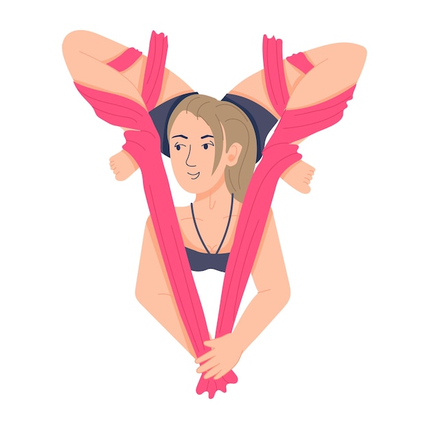 Vector ballerina ribbon flat style illustration