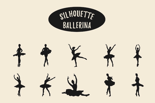 Vettore ballerina silhouette ballerina silhouette balletto pose di danza