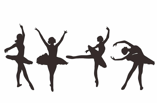 ballerina silhouette ballet dance pose icon white background