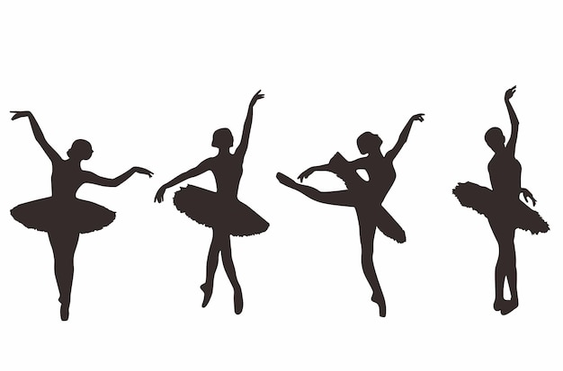 Vettore ballerina silhouette balletto danza posa icona sfondo bianco