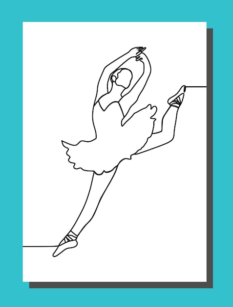 Ballerina style one line continuous line art