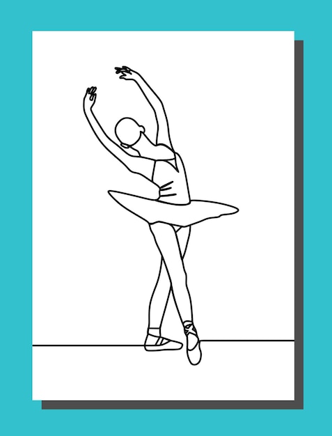 Ballerina style one line continuous line art