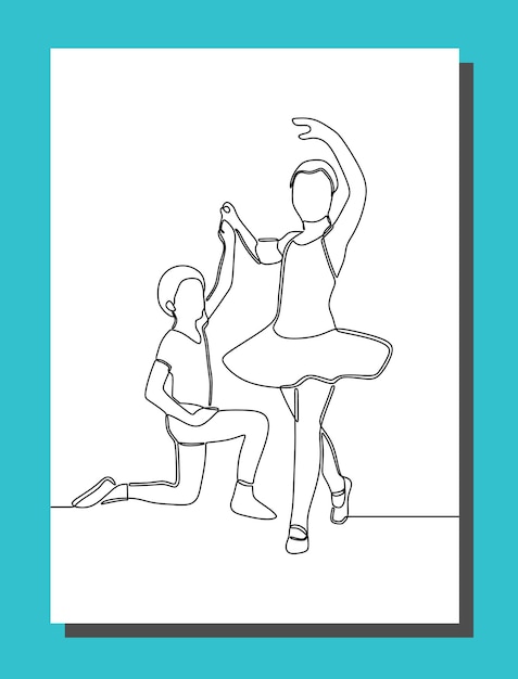 Ballerina style one line continuous line art