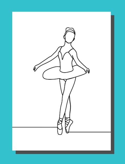 Ballerina style one line continuous line art