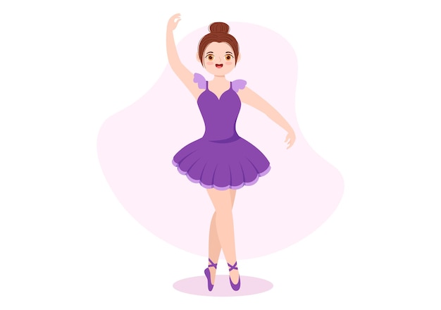 Vettore ballerina modello disegnato a mano fumetto illustrazione piatta femminile dancing design
