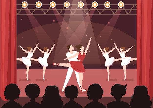 Vector ballerina template hand drawn cartoon flat illustration female dancing design