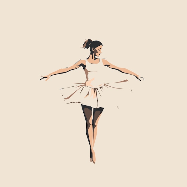 Vector ballerina vector illustration in sketch style isolated on white background