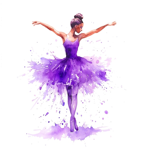 Vector ballerina vector watercolor paint ilustration