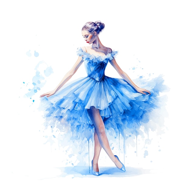 Vector ballerina vector watercolor paint ilustration