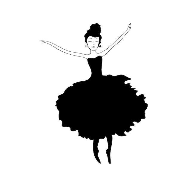 白い背景のバレリーナ女性ダンサー図ベクトル イラスト