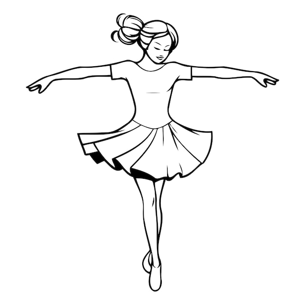 Vector ballerina in a white tutu ballerina is dancing vector illustration