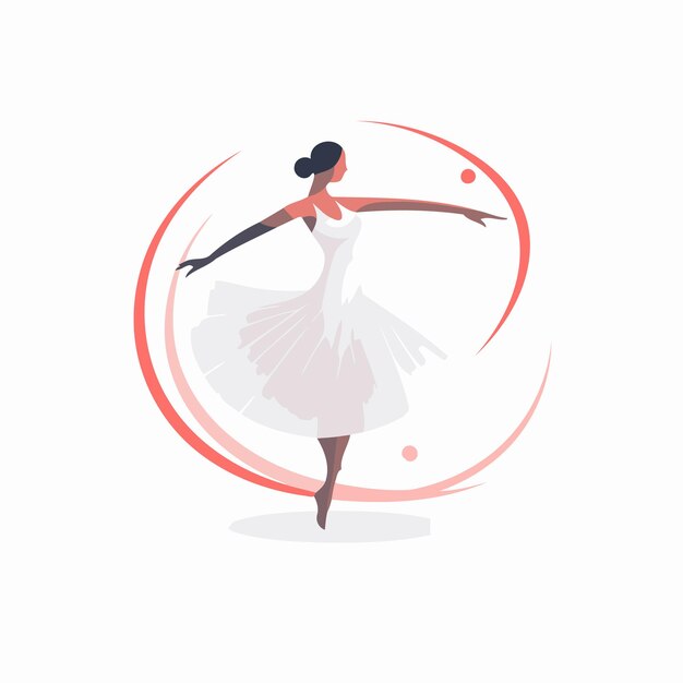 Vector ballerina in a white tutu dancing in a circle vector illustration