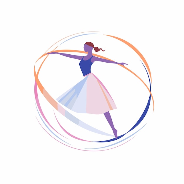 Vector ballet ballerina in the form of a circle vector illustration