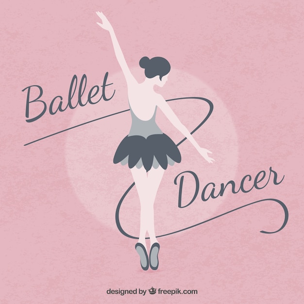 Ballet ballerina on a pink background in flat design