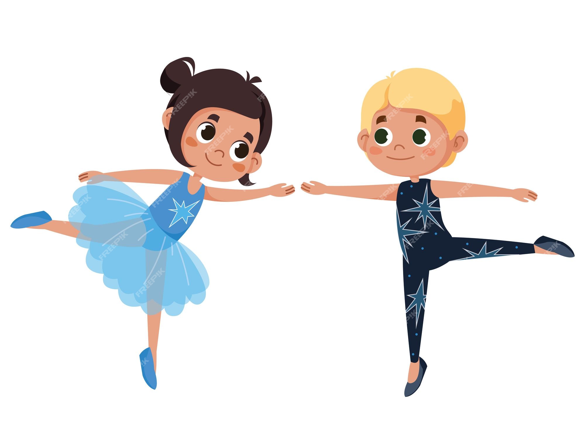 Premium Vector | Ballet boy and girl vector cartoon illustration children in beautiful outfits are dancing Premium Vector | Ballet boy and girl vector cartoon illustration children in beautiful outfits are dancing