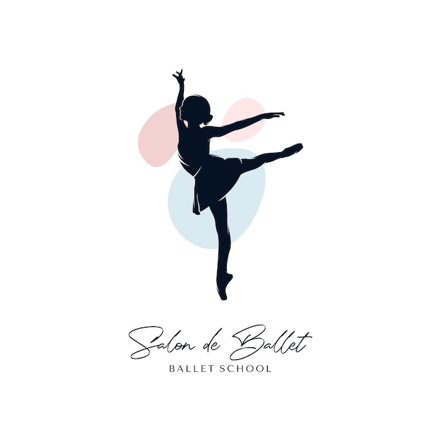 Ballet dance illustration logo on white background logo design template