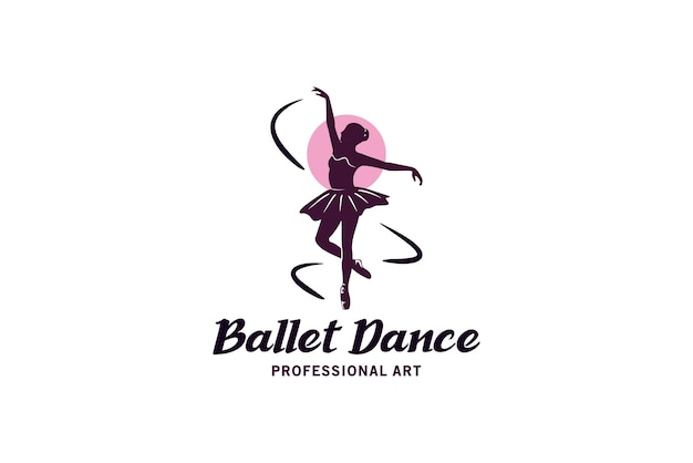 Ballet dance logo design ballerina woman vector illustration for fitness dance art sport logo