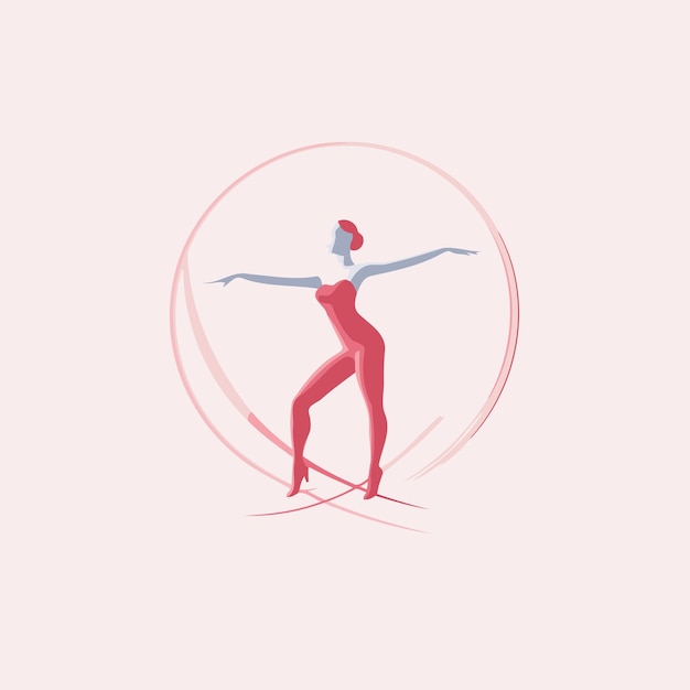 Ballet dancer in a red dress Vector illustration of a ballerina