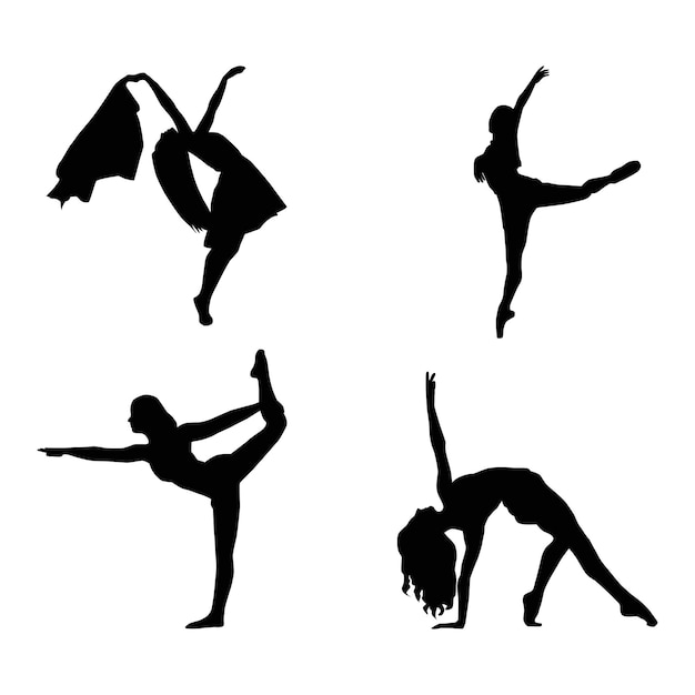 Vector ballet dancer silhouette vector illustration collection