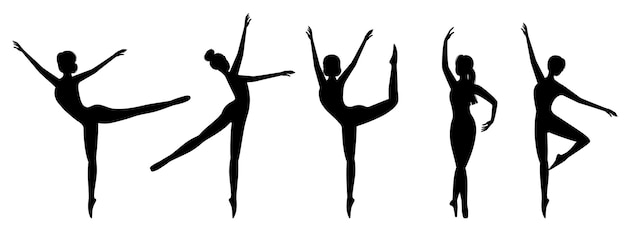 Vector ballet dancer silhouettes of dancing ballerinas vector illustration