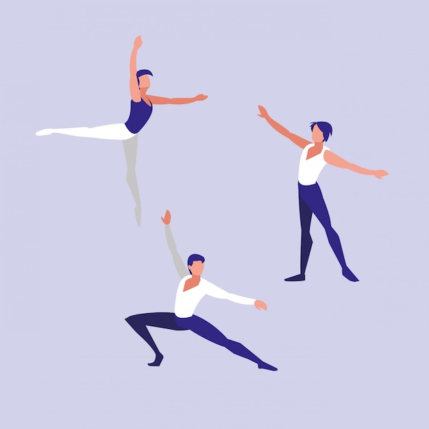 Vector ballet dancers men isolated icon