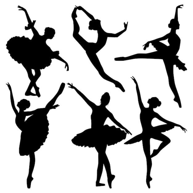 Ballet dancing silhouettes vector illustration