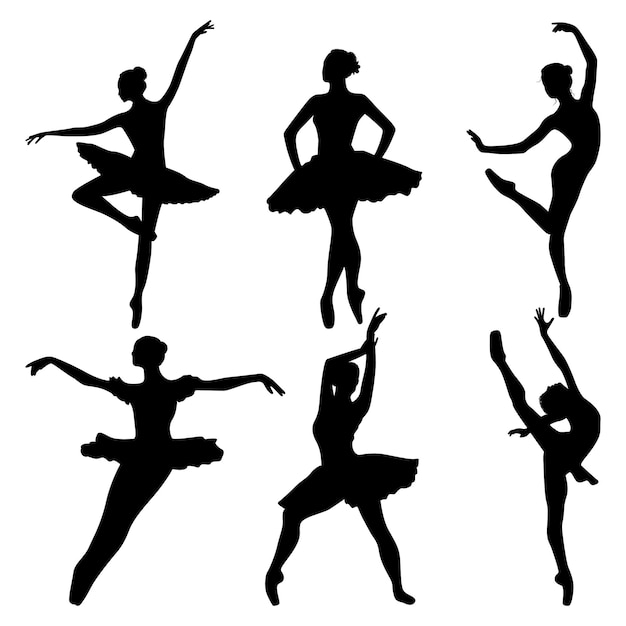 Вакторная иллюстрация танцующих балетных силуэтов